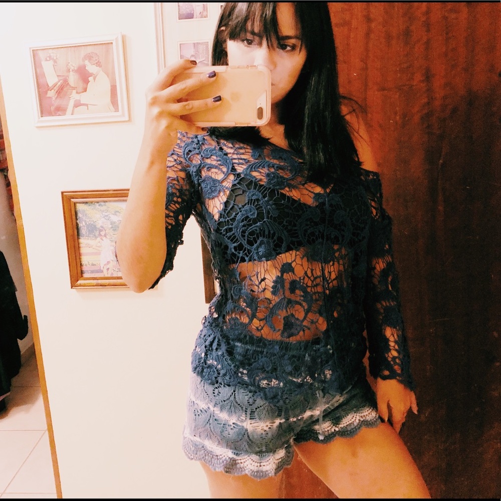 Blue pants and blouse set